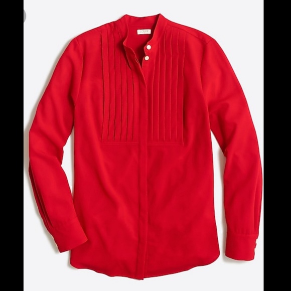 J. Crew Tops - J. Crew Drapey Tuxedo Top Red Size Large